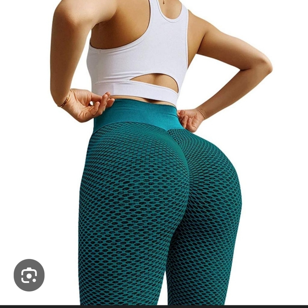 High-Waist Honeycomb  Scrunch  Leggings - Tummy Control, Booty Lift Yoga Pants,